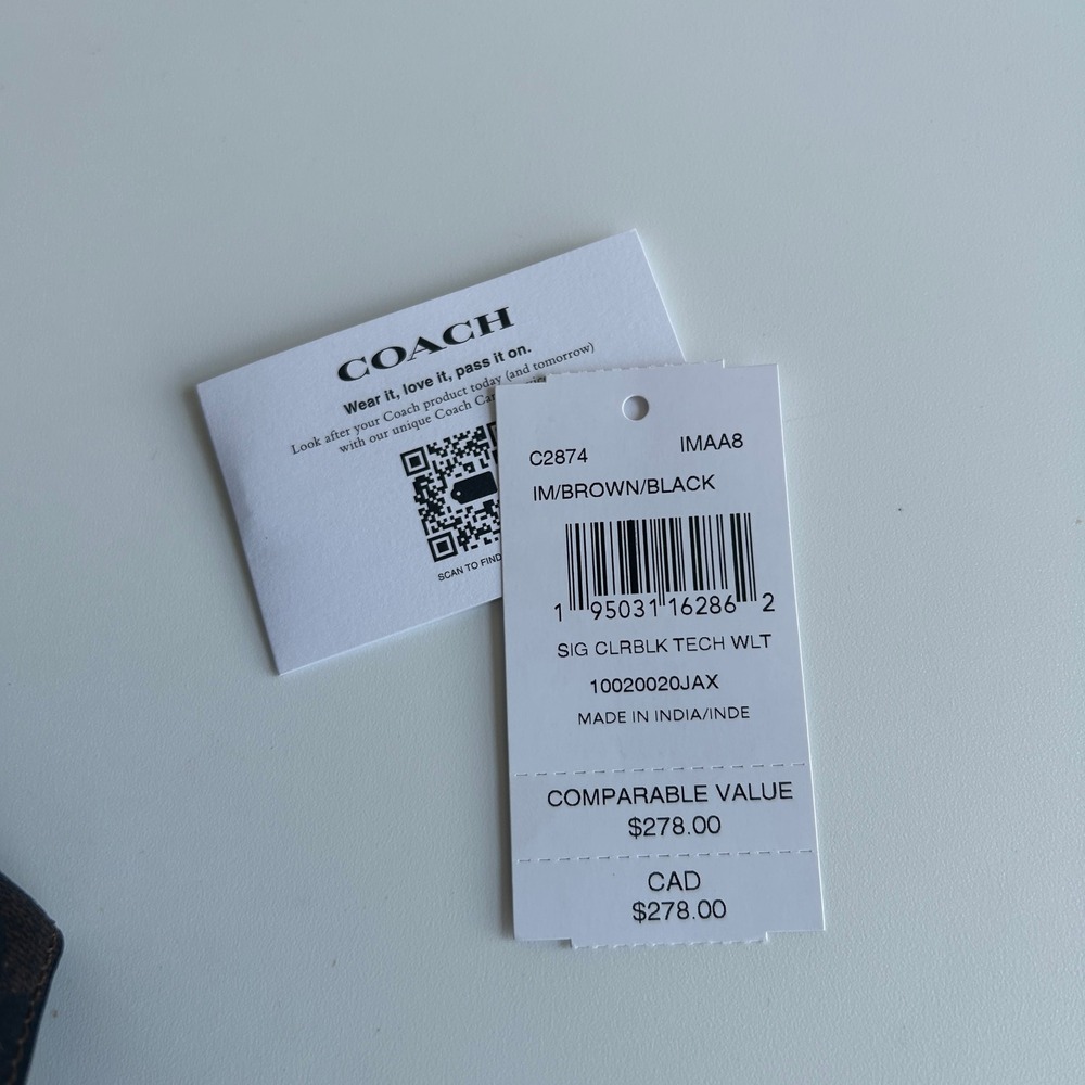 Coach Tech Phone Wallet In Signature Canvas Brown Black C2874 Clutch - Picture 5 of 5